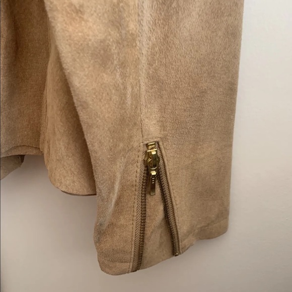 INC International Concepts Macy’s Tan Suede Leather Moto Jacket Sz M Nwot - Picture 4 of 11